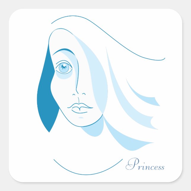 Cuadrada Pegatina de Princesa (Anverso)