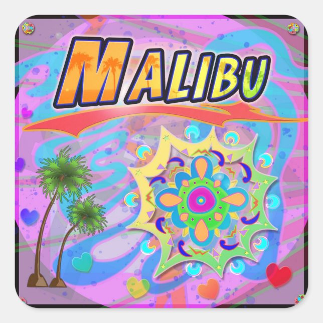 Cuadrada Pegatina de progreso verdadero de Malibu (Anverso)