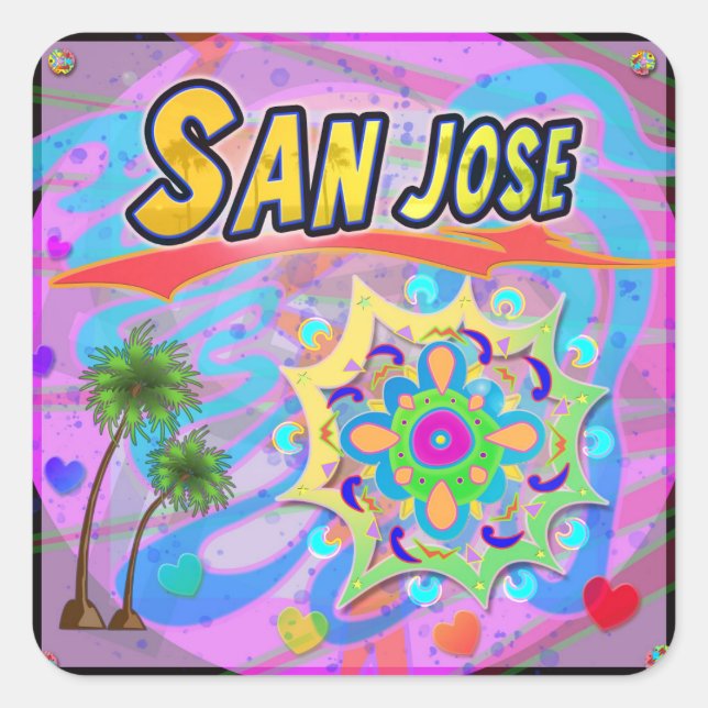 Cuadrada Pegatina de progreso verdadero de San José (Anverso)