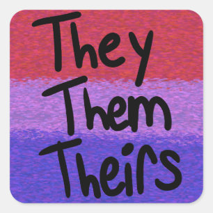 Cuadrada Pegatina de pronombres bisexuales they/them
