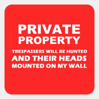 Cuadrada Pegatina de propiedad privada