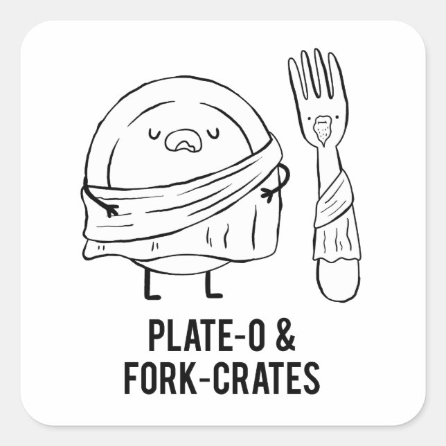 Cuadrada Pegatina de Pun de Filosofía de tasas de Plate-O y (Anverso)