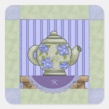 Pegatina de Quilt Square Floral Teapot