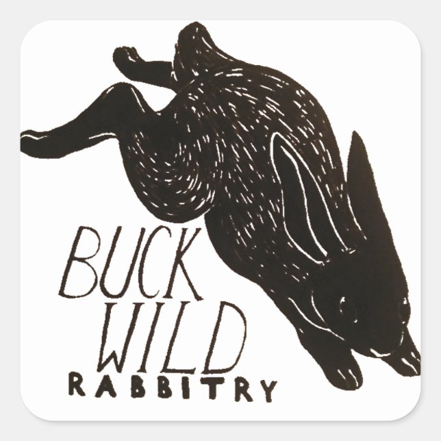 Cuadrada Pegatina de Rabbitry Buckwild (Anverso)