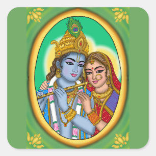 Cuadrada Pegatina de Radha Krishna