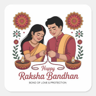 Cuadrada Pegatina de Raksha Bandhan