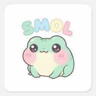 Cuadrada Pegatina de rana pequeña adorable rana bebé Kawaii