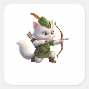 Cuadrada Pegatina de Ranger Gatito Arquero