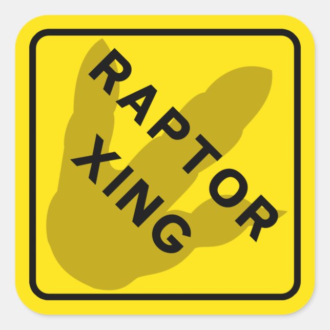 Cuadrada Pegatina de Raptor Crossing (Anverso)