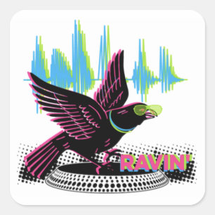 Cuadrada Pegatina de Ravin' Raven Square