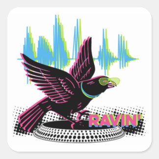 Cuadrada Pegatina de Ravin' Raven Square