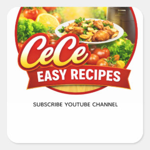 Cuadrada Pegatina de Recetas Fáciles de Cece