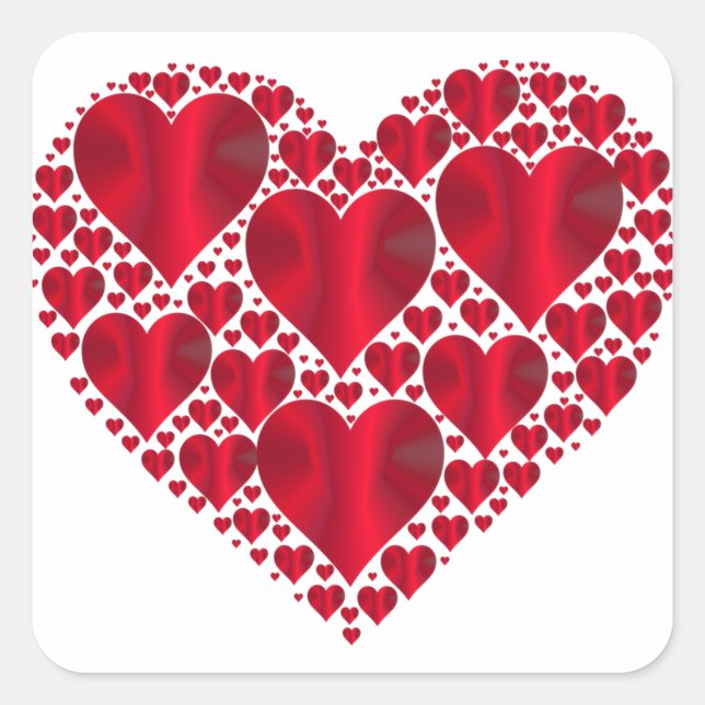 Cuadrada Pegatina de Red Hearts Lace Design Square (Anverso)