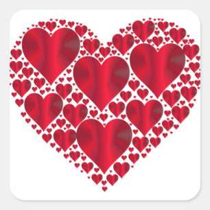 Cuadrada Pegatina de Red Hearts Lace Design Square