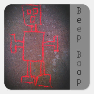 Cuadrada Pegatina de Red Robot Square