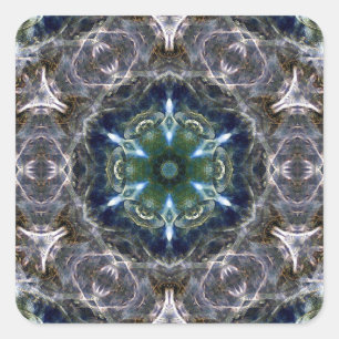 Cuadrada Pegatina de redondeo clásico de Folk Mandala