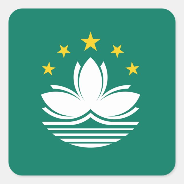 Cuadrada Pegatina de redondeo de bandera de Macao (Anverso)