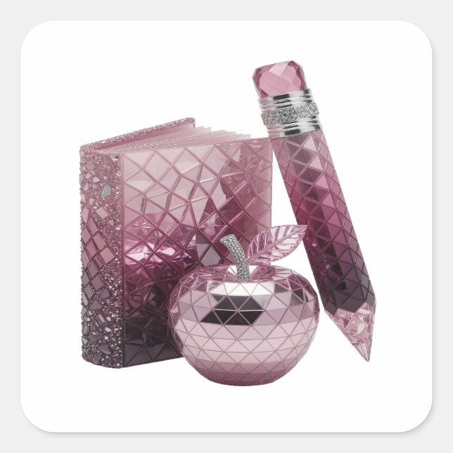 Cuadrada Pegatina de regalo abstracta de plata afilada (Anverso)