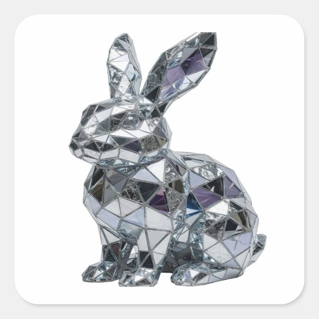 Cuadrada Pegatina de regalo abstracta de plata brillante (Anverso)