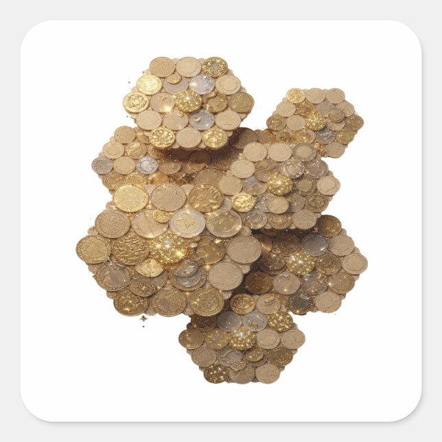 Cuadrada Pegatina de regalo abstracta de plata desprendible (Anverso)