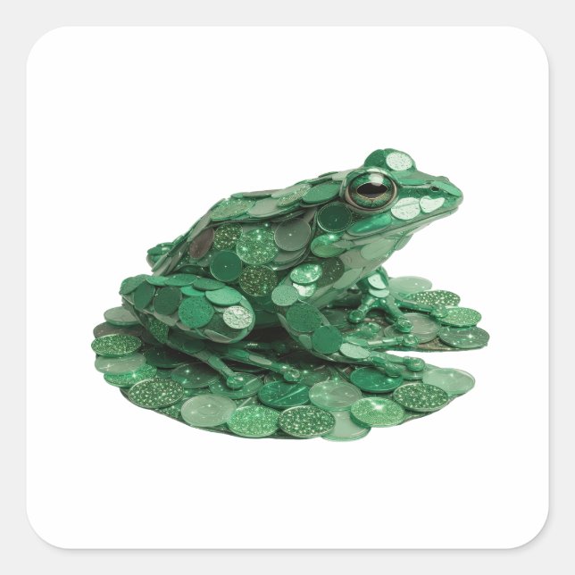 Cuadrada Pegatina de regalo abstracta verde elegante (Anverso)