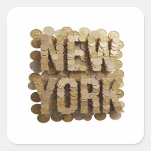 Cuadrada Pegatina de regalo Bold Gold NEW YORK