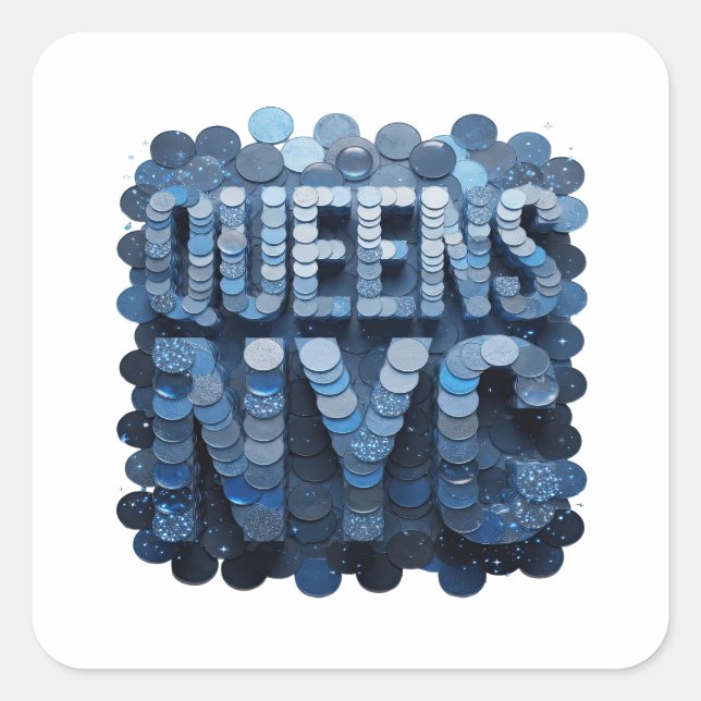 Cuadrada Pegatina de regalo Crisp Blue QUEENS NYC (Anverso)