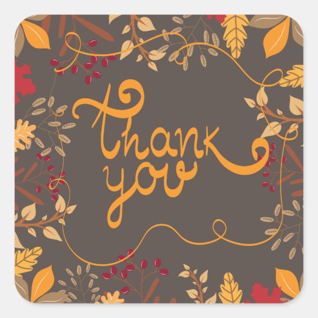 Cuadrada Pegatina de regalo de Acción de Gracias envoltura (Anverso)