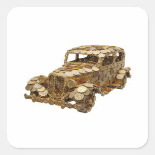 Cuadrada Pegatina de regalo de coche dorado plateado origin