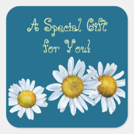 Cuadrada Pegatina de regalo de Delightful Daisies