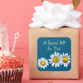 Cuadrada Pegatina de regalo de Delightful Daisies