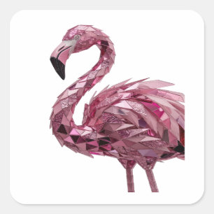 Cuadrada Pegatina de regalo de FLAMINGO rosa personalizada
