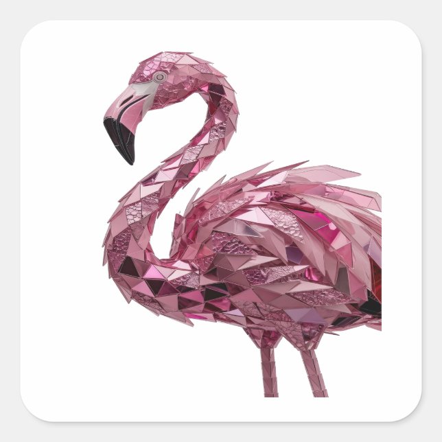 Cuadrada Pegatina de regalo de FLAMINGO rosa personalizada (Anverso)