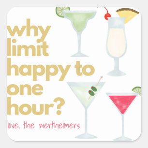 Cuadrada Pegatina de regalo de Happy Hour