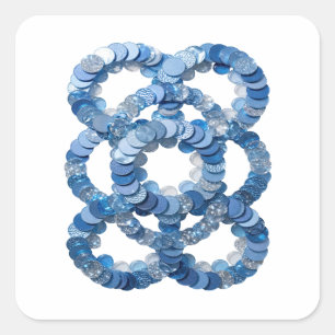 Cuadrada Pegatina de regalo de lentejuelas azules trendy bl