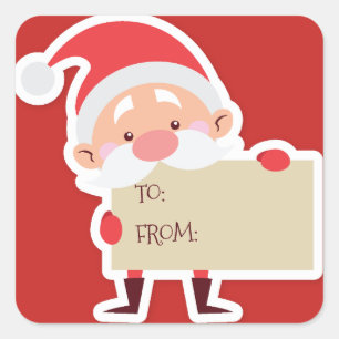Cuadrada Pegatina de regalo de navidades Santa Cute
