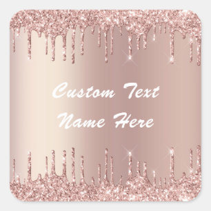 Cuadrada Pegatina de regalo de texto personalizado con bril