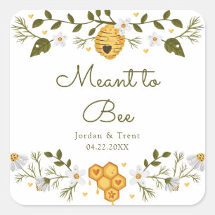 Cuadrada Pegatina de regalo/favor de boda temática de abeja