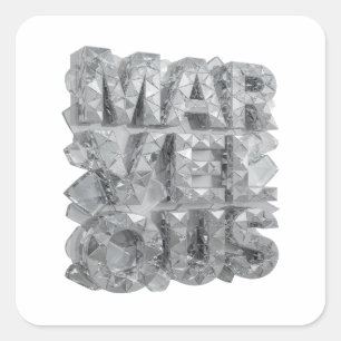 Cuadrada Pegatina de regalo MARAVILLOSO de plata brillante