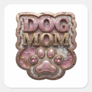 Cuadrada Pegatina de regalo para DOG MOM de Oro Premium