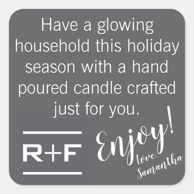 Cuadrada Pegatina de regalo R+F (Anverso)