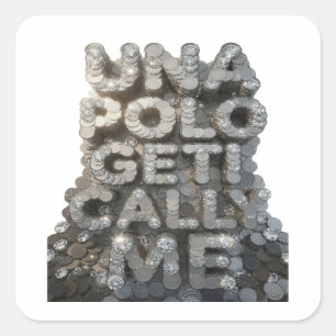 Cuadrada Pegatina de regalo Snappy Silver UNA POLO GETI CAL