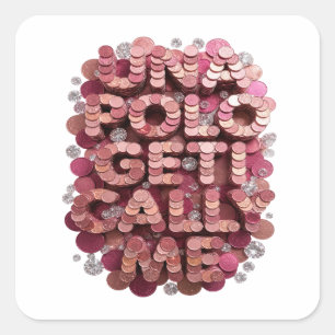 Cuadrada Pegatina de regalo única rosa UNFOLD GET ME CALL M