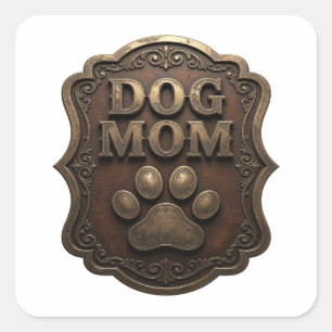 Cuadrada Pegatina de regalo Vibrante Dorado MADRE PERRO