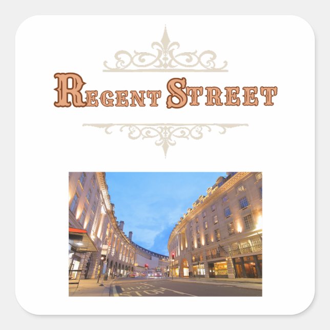 Cuadrada Pegatina de Regent Street (Anverso)