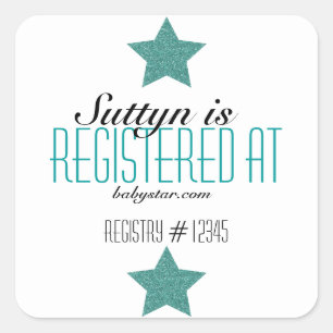Cuadrada Pegatina DE REGISTRO DE BABY SHOWER TWINKLE TWINKL