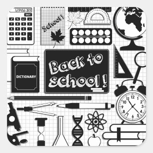 Cuadrada Pegatina de Regreso a la Escuela