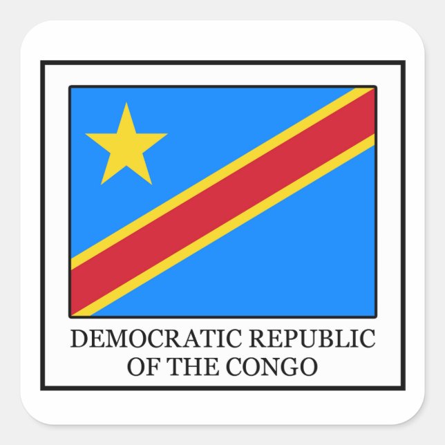 Cuadrada Pegatina de República Democrática del Congo (Anverso)
