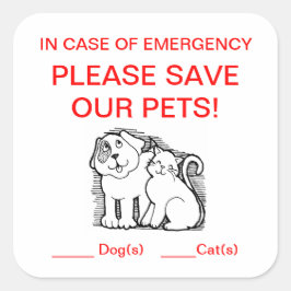Cuadrada Pegatina de Rescate mascota