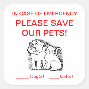 Cuadrada Pegatina de Rescate mascota